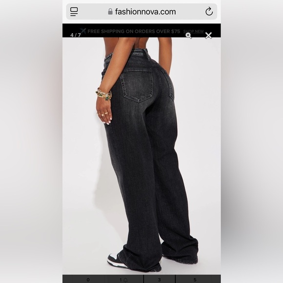 FASHION NOVA Astrid Wide Leg Baggy Jean - Black Wash - Picture 4 of 7